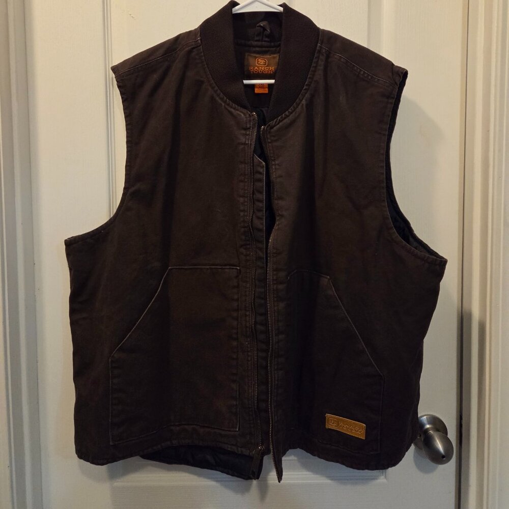 Ranch Tough Men's Brown Duck Canvas Work Vest - 3XL